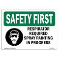 Signmission OSHA Sign, Respirator Required Spray Painting, 5in X 3.5in, 10PK, 5" W, 3.5" H, Landscape, PK10 OS-SF-D-35-L-10721-10PK